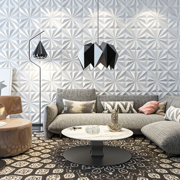 

art3d 50x50cm 3d wall panels star textured white soundproof for residential and commercial interior dÃ©cor (pack of 12 tiles)