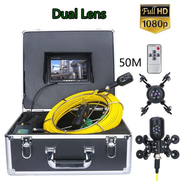 

cameras 7 inch ips hd 1080p dual camera lens drain sewer pipeline industrial endoscope pipe inspection video 30m 50m