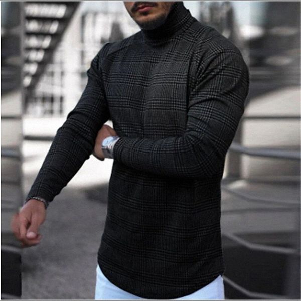 

men's t shirt lattice turtleneck casual daily long sleeve lightweight fashion slim fit big and tall blue black gray e9dd#, White;black