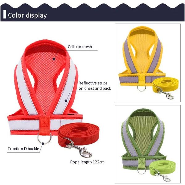 

red reflective mesh chest back breathable small medium large dog personalized leash collars & leashes