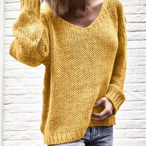 

women's sweaters womail women v neck solid knitted loose autumn winter clothing casual large size sweater 705#3, White;black