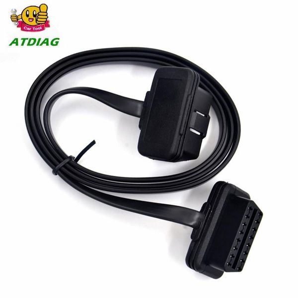 

10pcs/lot flat+thin as noodle 16 pin socket obd obdii obd2 16pin male to female car scanner extension cable 8core connector diagnostic tools