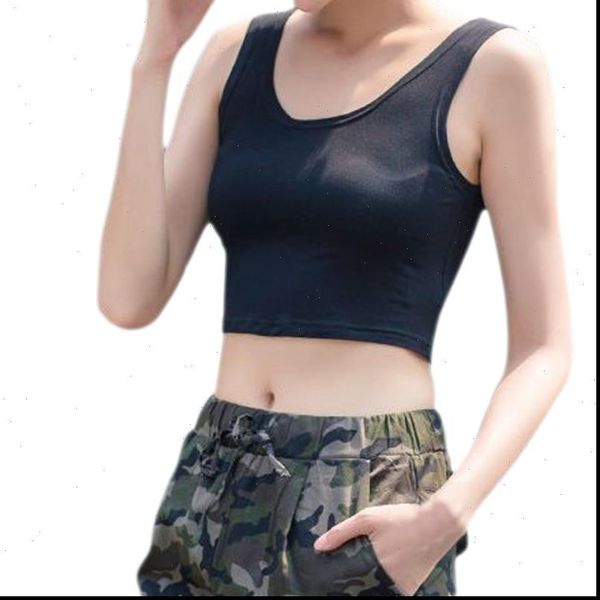 

summer slim render short women camis sleeveless u solid black white crop vest tube 1