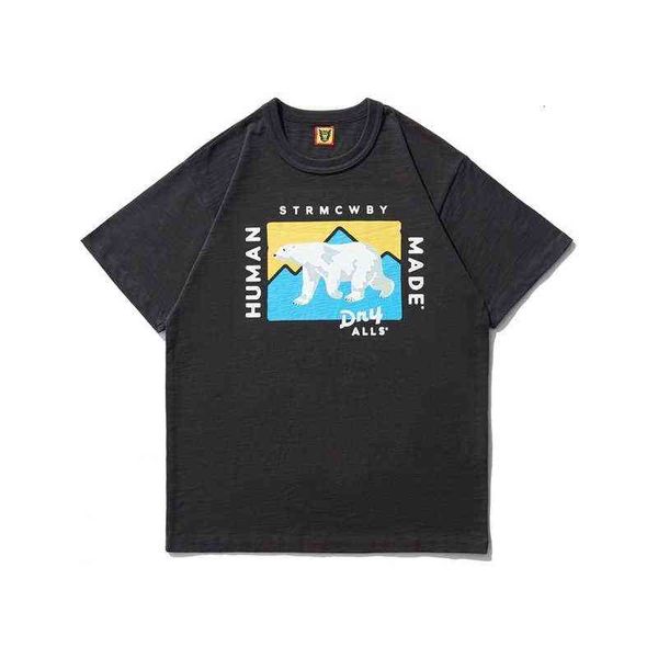 

nigo human made men's fashion brand colorful polar bear printed slubby cotton couple's short sleeve tee 3er0, White;black