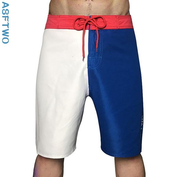 

men's shorts asftwo quick-drying beach pants bodybuilding casual five-point surfing, White;black