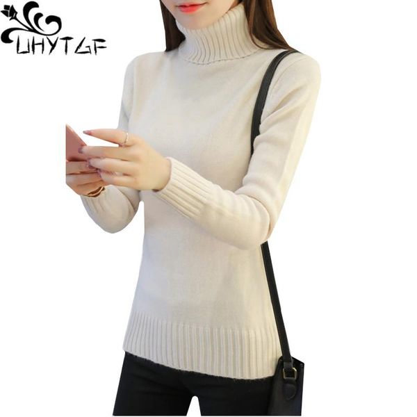 

women's sweaters uhytgf womens sweater turtleneck pullover knitted autumn winter female solid color stretch slim warm ladies 417, White;black