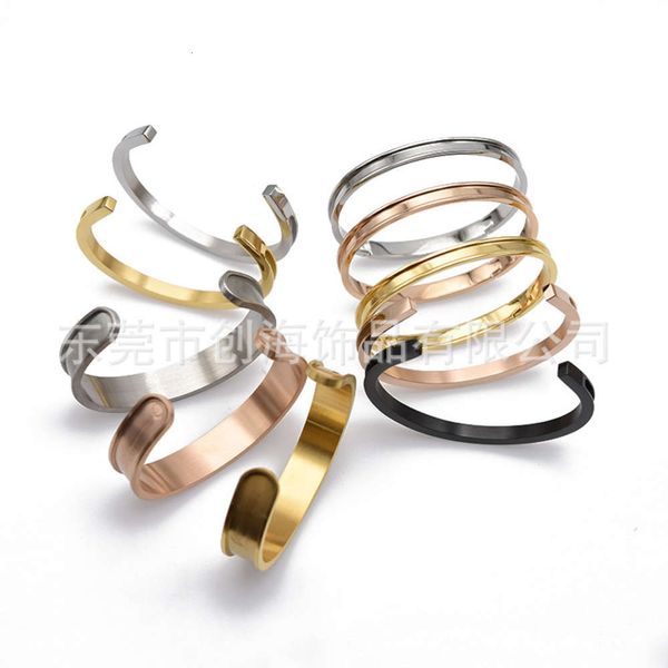 

stainless star all over the sky spring clasp bracelet titanium steel plated 18ck real gold 4mm 6mm claw inlaid single double row, Black