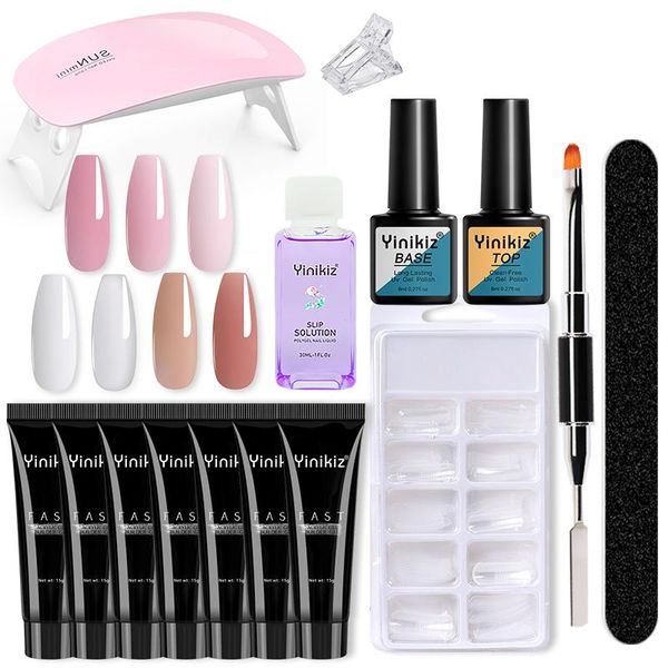 

nail gel poly uv kit all for manicure extension set slip solution builder acrylic polish art tool design fingertips, Red;pink
