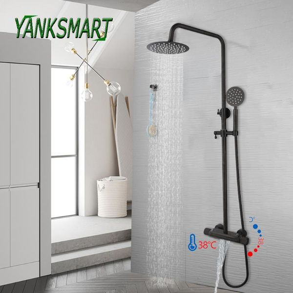 

bathroom shower sets yanksmart thermostatic rainfall faucet and cold bathtub mixer water tap combo kit