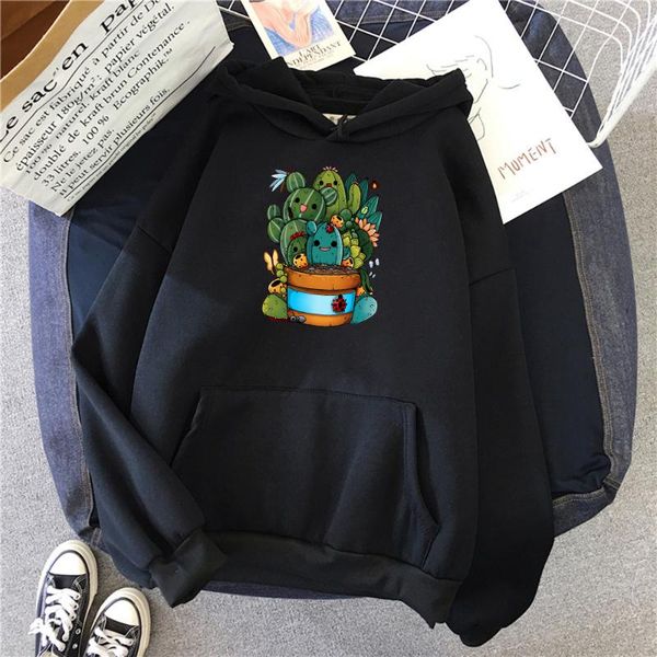 

men's hoodies & sweatshirts verkauf kawaii anlage cartoon kaktus druck hoodie komfortable warme marke hoody, Black