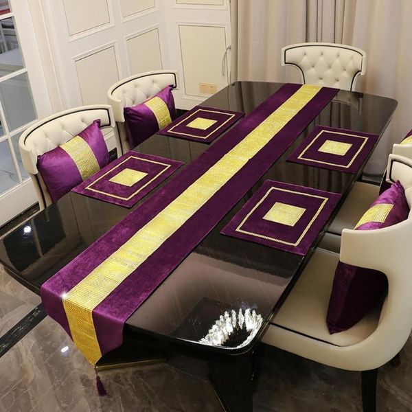 

mats & pads place mat fine workmanship polyester sequined rhinestone strip elegant tassels table runner tablecloth
