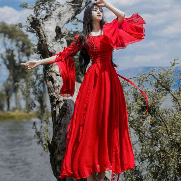 

casual dresses summer women's fashion slim o-neck vestido red white wrist sleeve beach party chiffon dress hbzt, Black;gray