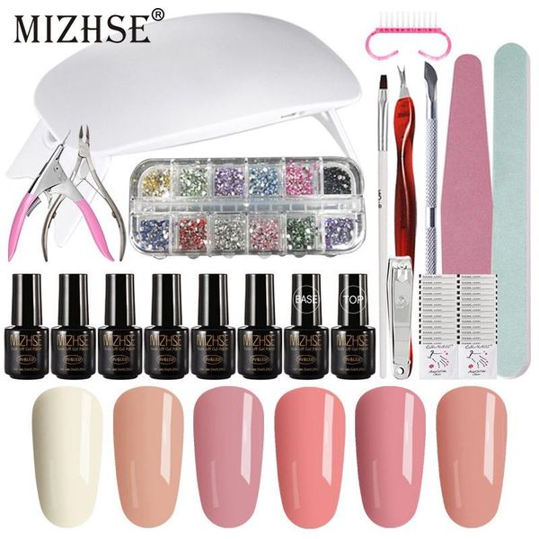 

nail art kits mizhse manicure for soak off semi permanent uv gel polish 6 colors set long-lasting decoration tools