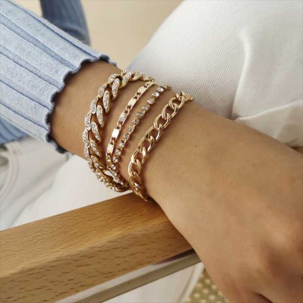 

bangle 2021 punk style jewelry chain bracelets set for women, Black