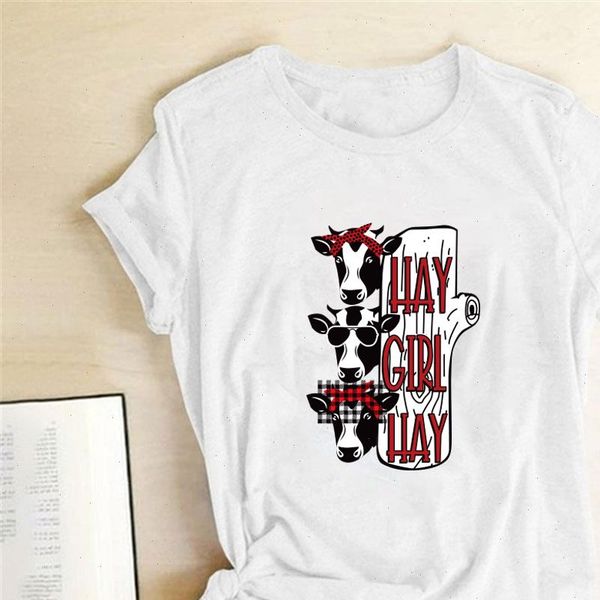 

cows hay womens girl printing t shirts women summer cotton graphic aesthetic ropa mujer verano, White