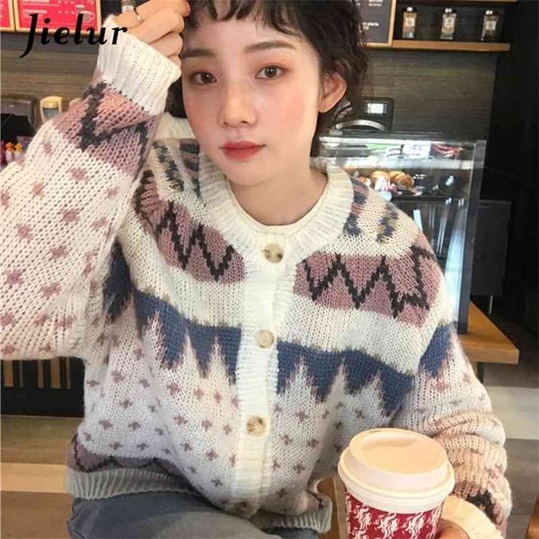 

cardigan women autumn winter loose sweater chic christmas cardigans button knitted sweaters femme white 210426, White;black