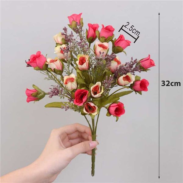 

artificial fake flowers bouquet tea rose 10 buds roses with leaves silk flower for vases wedding bridal home garden decoration decorative &