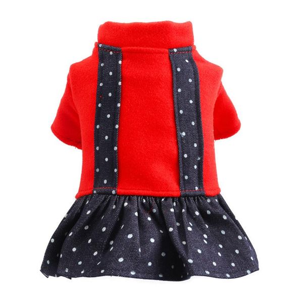

dog apparel cute dots winter dress denim skirt small costume puppy yorkshire cat pomeranian clothing poodle bichon pet coat
