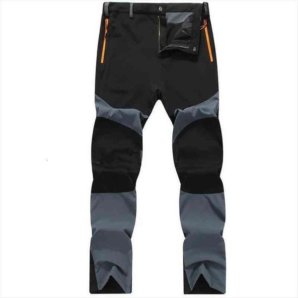 

quick dry pants two colors patchwork ropa de hombre zipper pocket breathable hiking camping mens trousers cargo pants men, Black