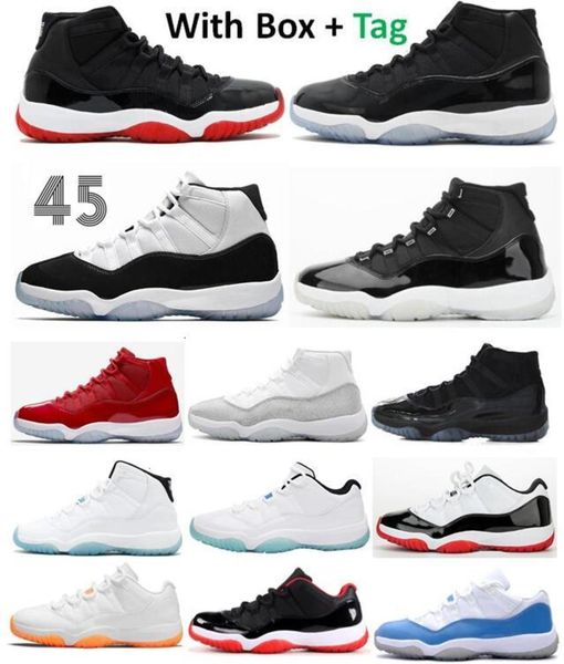 

11 11s bred concord jubilee 25th anniversary basketball shoes men legend blue cap and gown gym red 72-10 sneakers, Black