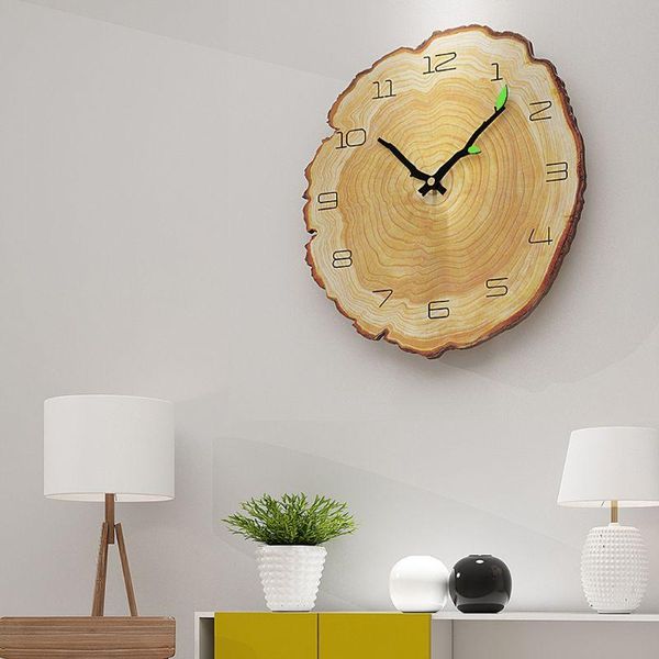 

vintage wooden wall clock 12" annual ring pattern silent wallclock home decor clocks modern watches decoration