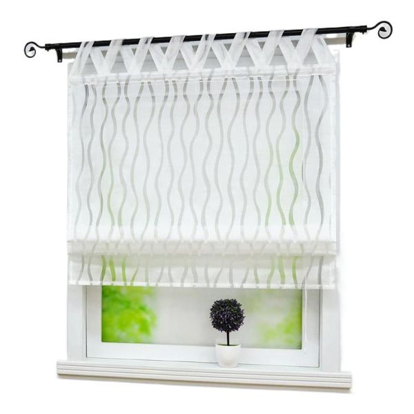 

curtain & drapes roman wave line printed panel tulle for home kitchen window sheer living room cafe balcony 1pcs