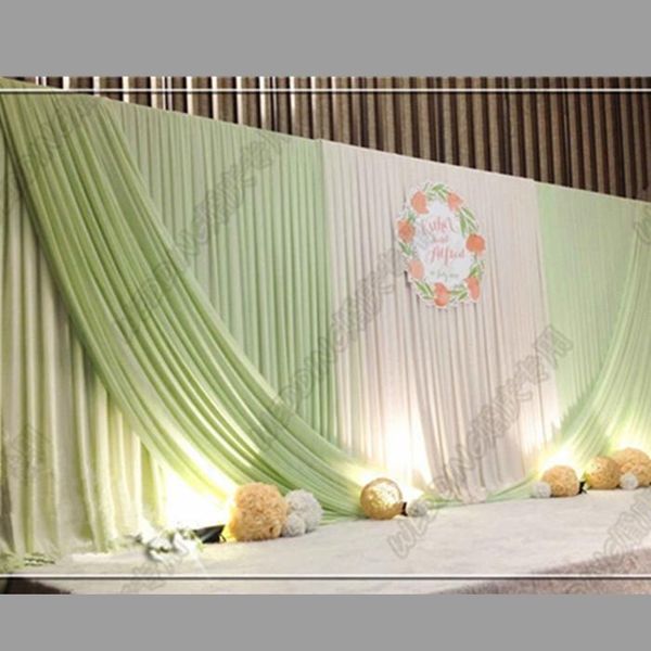 

party decoration elegant 3x6m green backdrop curtain ice silk white drapes event stage background drape wedding wall