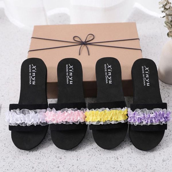 

women flowers beach slippers summer breathable shoes sandals home slipper flip-flops flat footwear zapatillas casa mujer a40, Black