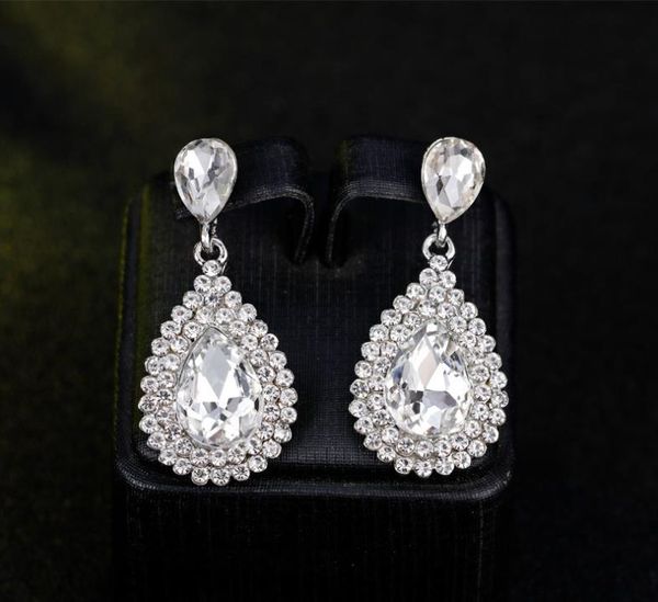 

stud classic crystal earrings bridal wedding accessories, Golden;silver