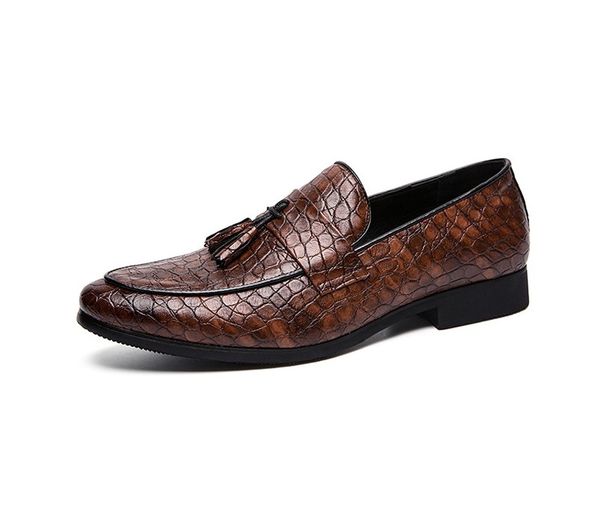 

semi-formal hemp pu leather men's suit shoes glamorous tassel italian graceful man dress shoe big size 46 47, Black