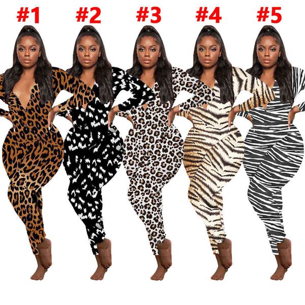 

women's & 5 colors nightwear playsuit workout button skinny leopard print long sleeve jumpsuits v-neck onesies women plus size rom, Black;white