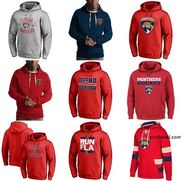 

custom mens womens kids florida panthers embroidery logos navy red grey ice hockey hoodies with any name&any no., Black;red