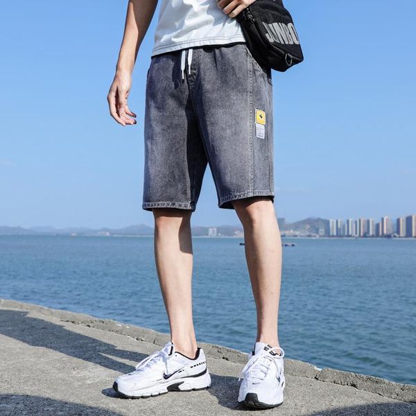 

men's jeans summer loose shorts 2021 fashion korean brand, Blue