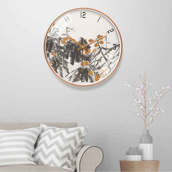 

inch chinese style silent clock simple personality wall modern design living room metal retro charts clocks