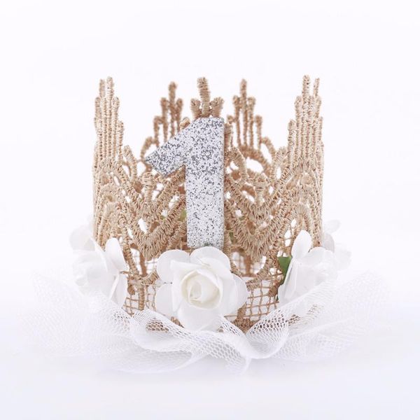 

hair accessories ee baby girls kids elastic floral headband flower birthday age bands headwear hairband, Slivery;white