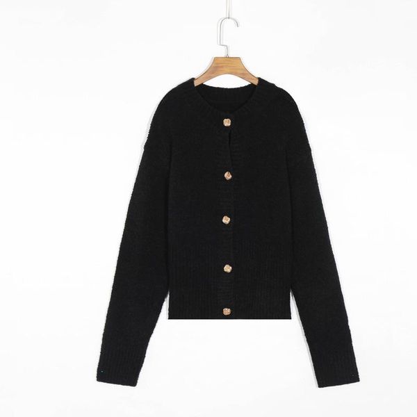 

women's knits & tees spring and autumn casual solid color round neck long sleeve cardigan sweater, White