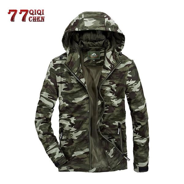 

men's jackets army camouflage casual jacket spring tactical hooded knit sportswear 2021 streetwear winter men chaqueta hombre, Black;brown