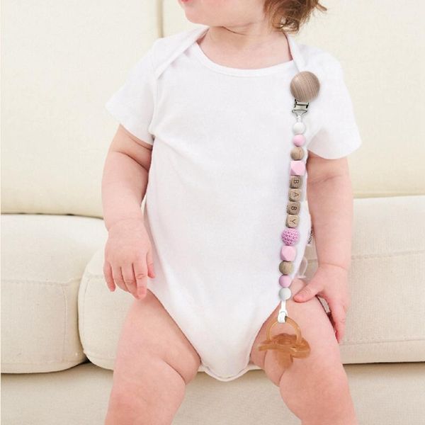 

pacifiers# wood chew beads pacifier clips infant soother chains baby nipple chain beech dummy holder teething toy