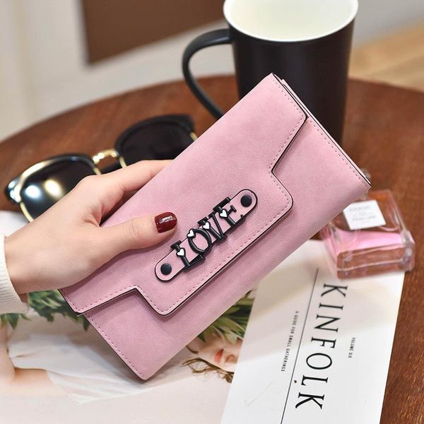 

wallets 2021 korean fashion love letter ms. long wallet multi card holder ticket women, Red;black