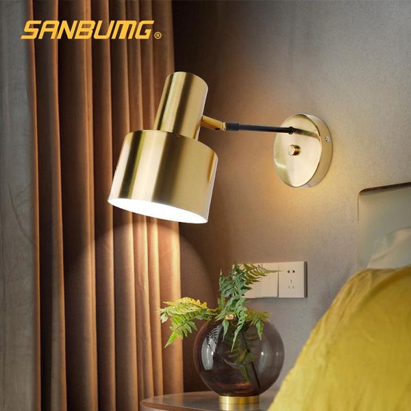 

wall lamps sanbumg bedside nordic lamp sconces e27 led iron for study light gold