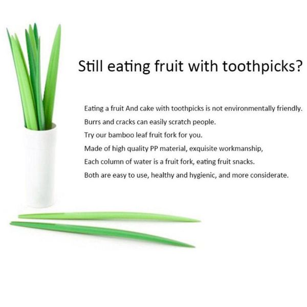 

forks 10pc/set green bamboo leaf fruit fork chopsticks cocktail random wedding birthday festival gadget kitchen color k1b1