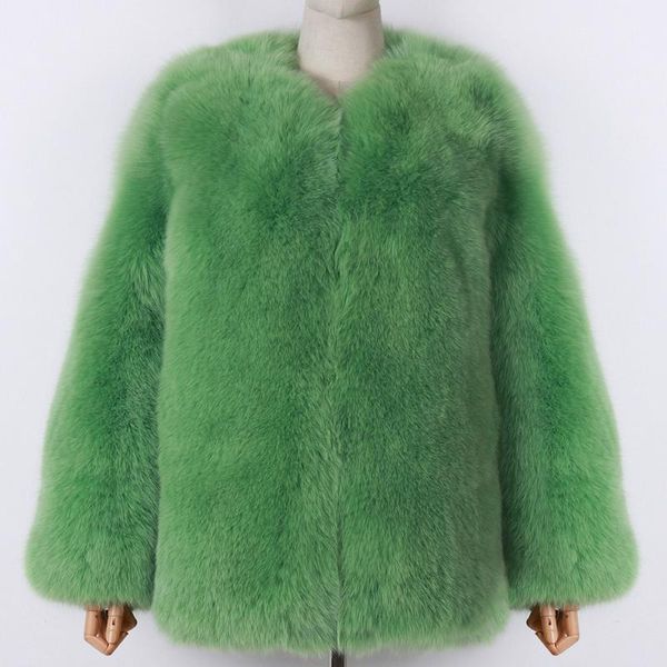 

women's fur & faux yoloagain winter warm thick women real jacket coat full pelt, Black
