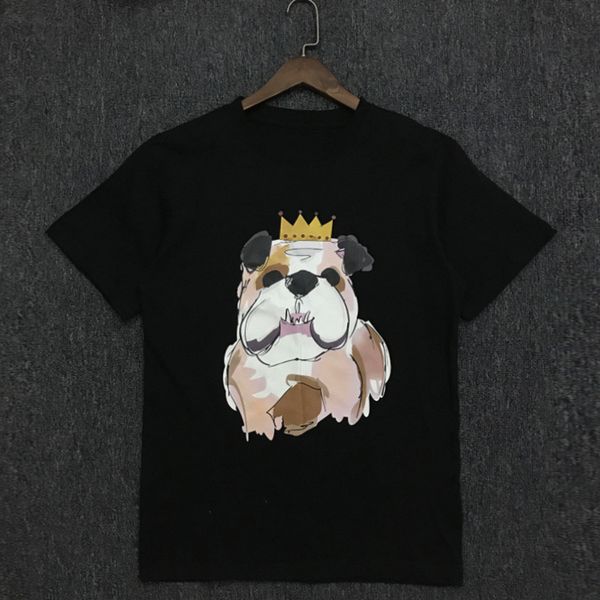 

fashion mens stylist t shirts summer casual short sleeves cotton dog print men women black tees, White;black