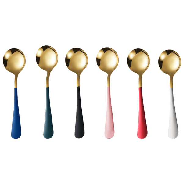 

spoons 304 stainless steel wide handle spoon multicolor soup set 6 sticks dinner rice salad tableware mirror polished