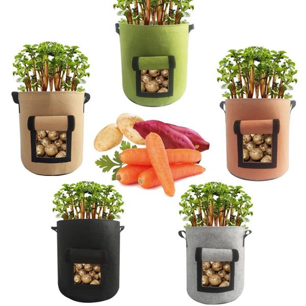 

planters & pots non-woven felt potato grow bag thick home garden plant pot vegetable growing bags moisturizing jardin vertical seedling
