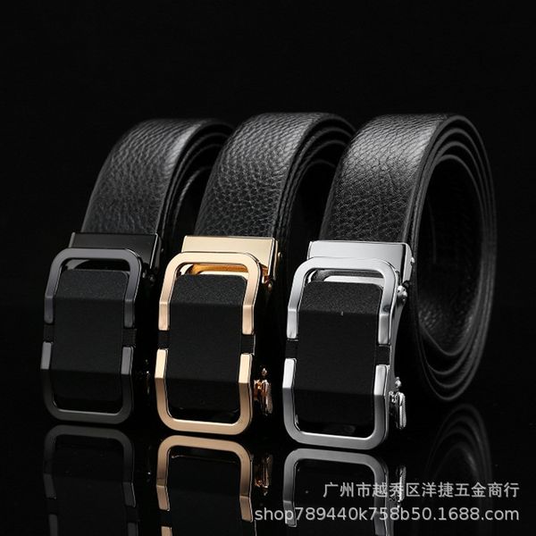 

network leather belt men's leisure business automatic buckle pants, Black;brown