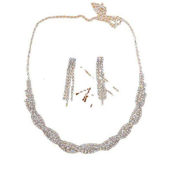 

selling exquisite claw chain necklace earring set two piece woven neck clavicle dinner accessories women, Silver