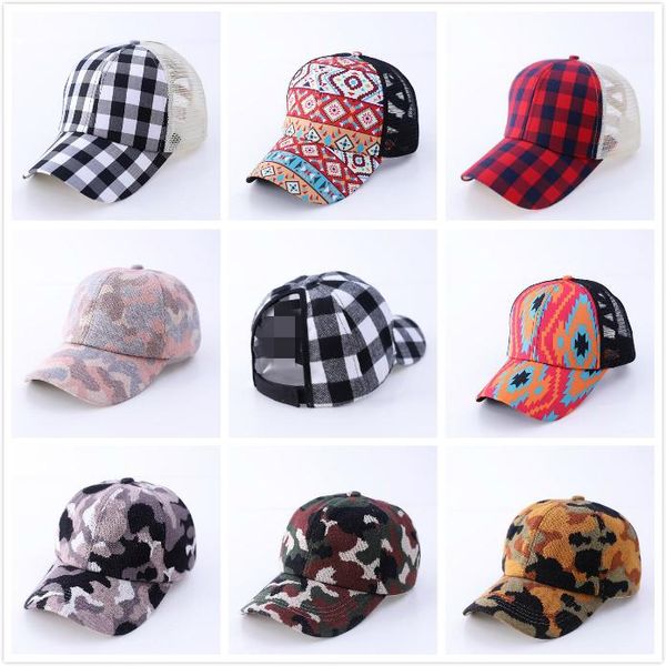 

lattice ponytail baseball cap messy bun hats for women man washed cotton snapback caps adjustable mesh hat summer sun visor outdoor hat, Blue;gray