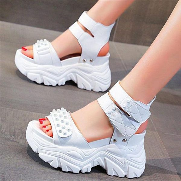 

dress shoes platform gladiators women cow leather sandals spike studded ankle strap creepers punk goth summr boots 34 35 36 37 38 39, Black
