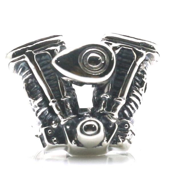 

cluster rings 925 silver cool punk gothic big engine heavy biker ring classic style, Golden;silver
